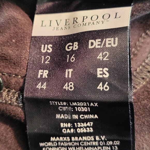 Liverpool NWOT Sienna Brown Textured Soft Pull on Leggings Women's Size 12 - Picture 3 of 11